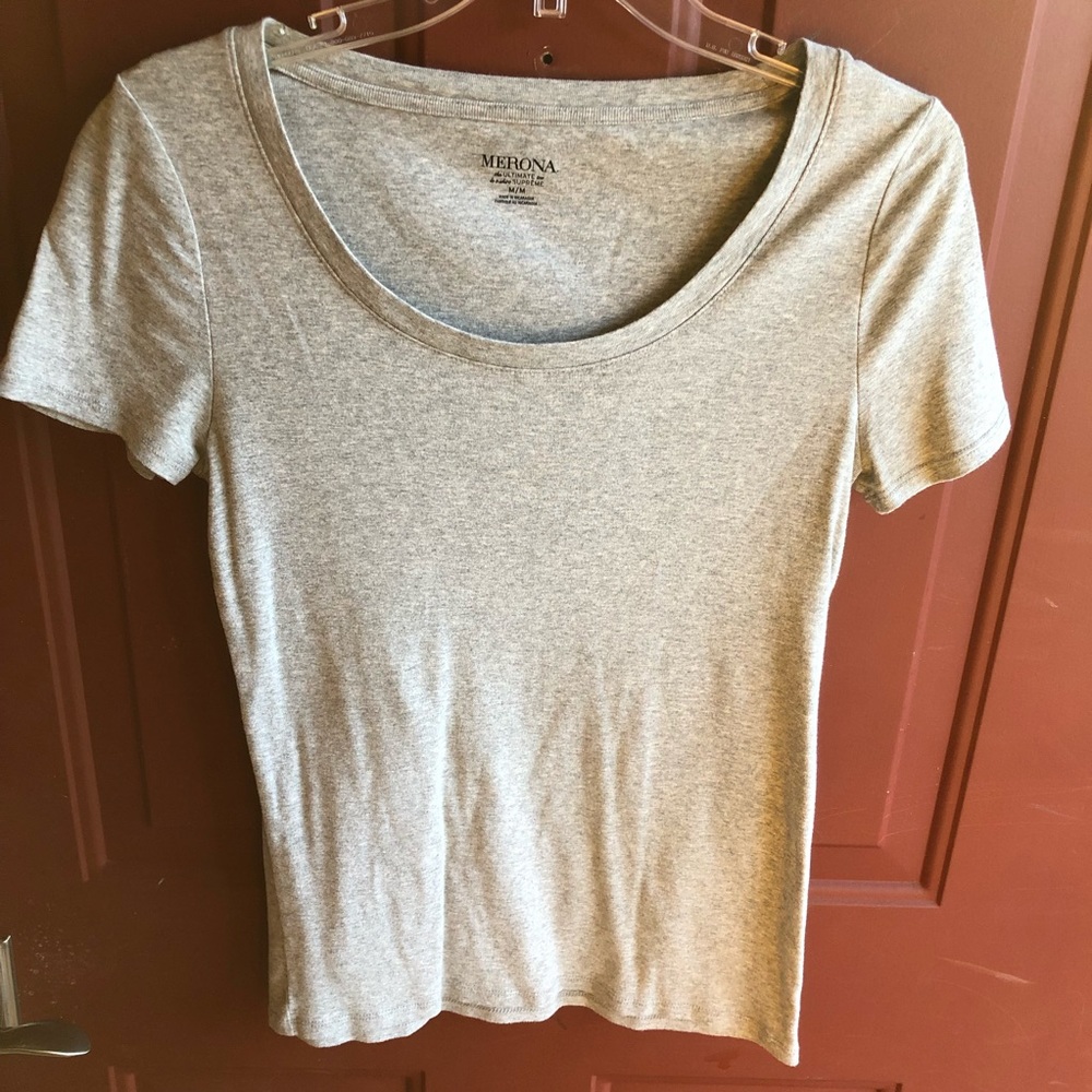 Gray Crew Neck Short Sleeve Tee